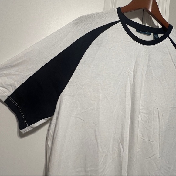 Perry Ellis Soft Crew Neck Tee Bright White Contrast Blue Size XL NWT T shirt - Picture 1 of 8